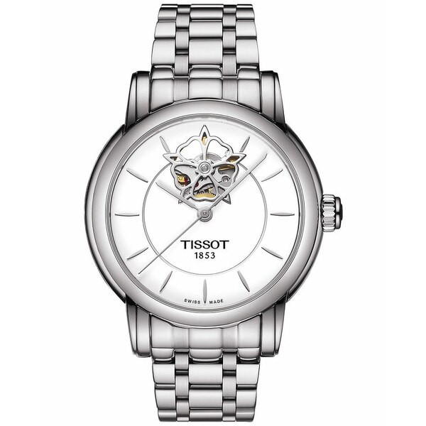 ティソット レディース 腕時計 アクセサリー Women's Swiss Automatic Lady Heart Stainless Steel Bracelet Watch 35mm Grey