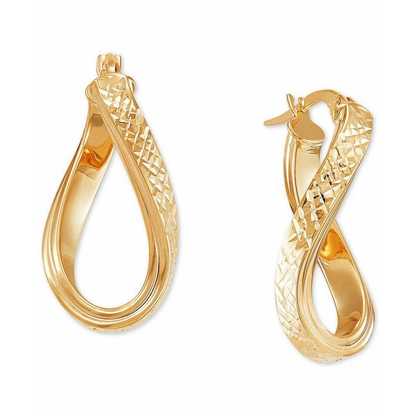 イタリアン ゴールド レディース ピアス＆イヤリング アクセサリー Textured Curved Oval Hoop Earrings in 10k Gold Gold