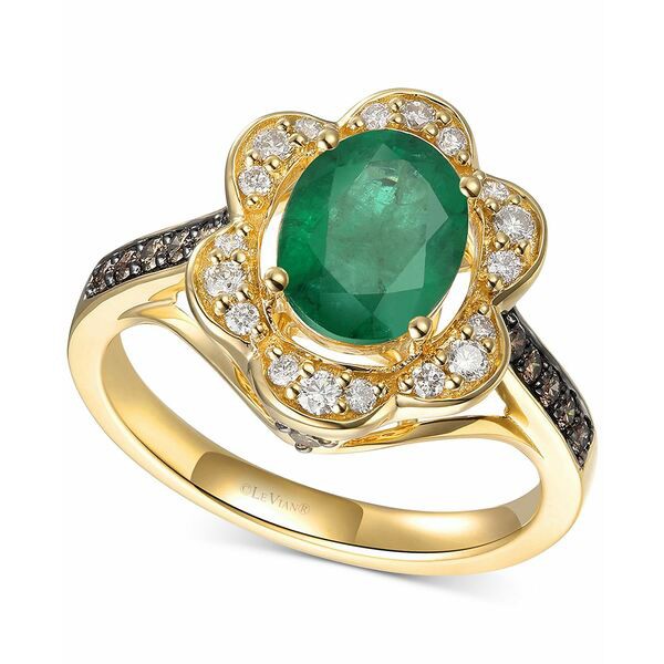 ルヴァン レディース リング アクセサリー Emerald (1-3/8 ct. t.w.) & Diamond (3/8 ct. t.w.) Ring in 14k Gold Emerald