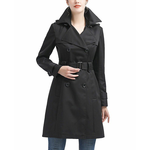 キミ アンド カイ レディース ジャケット＆ブルゾン アウター Women's Aisha Water Resistant Hooded Trench Coat Black