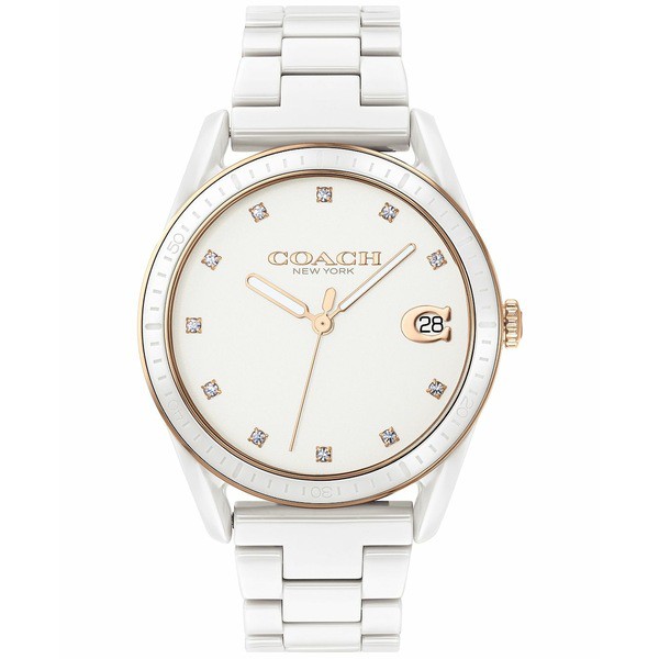 コーチ レディース 腕時計 アクセサリー Women's Preston White Ceramic Bracelet Watch 36mm White