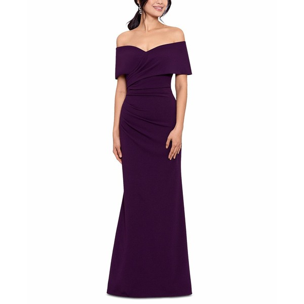 ベッツィ アンド アダム レディース ワンピース トップス Petite Off-The-Shoulder Gown Mulberry