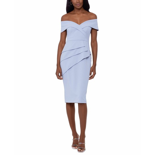 エスケープ レディース ワンピース トップス Women's Off-The-Shoulder Layered-Hip Dress Sky Blue