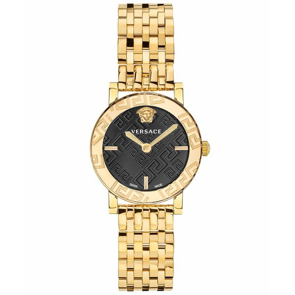 ヴェルサーチ レディース 腕時計 アクセサリー Women's Swiss Greca Glass Gold-Tone Stainless Steel Bracelet Watch 32mm Gold