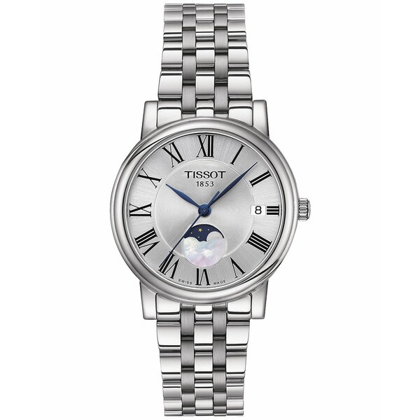 ティソット レディース 腕時計 アクセサリー Women's Carson Premium Lady Moonphase Stainless Steel Bracelet Watch 32mm Silver