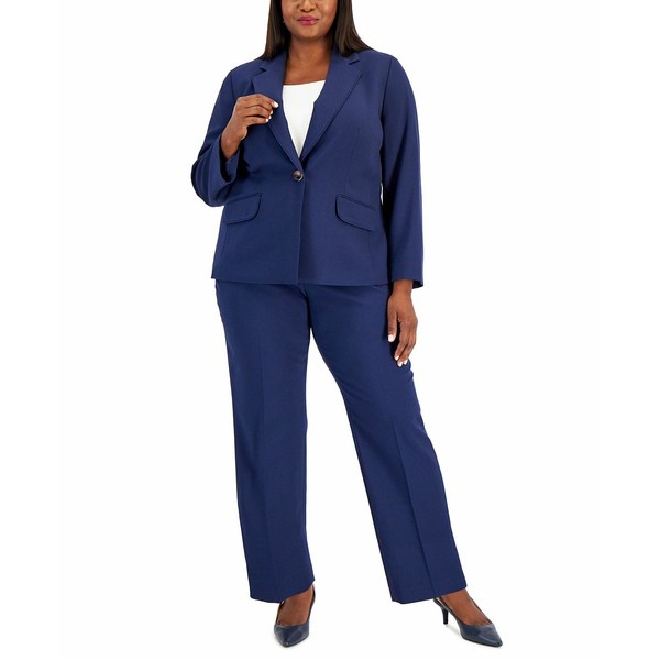 ル スーツ レディース カジュアルパンツ ボトムス Plus Size Seamed Blazer Pantsuit Indigo