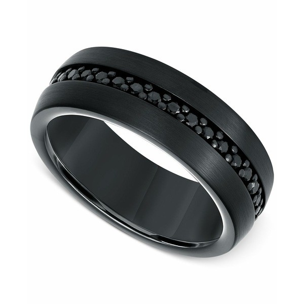 トライトン メンズ リング アクセサリー Men's Sapphire 8mm Band (9/10 ct. t.w.) in Black Tungsten Carbide Black Tungsten