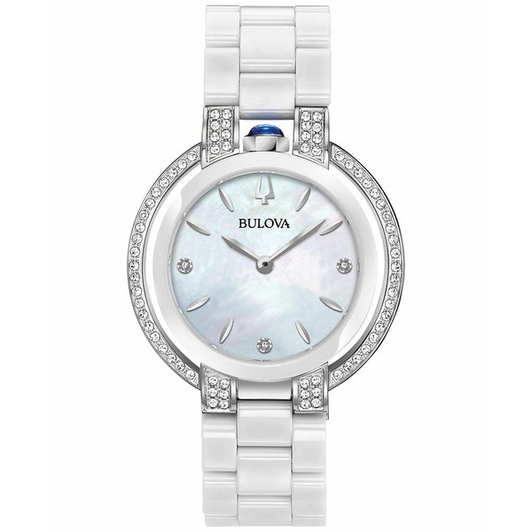 ブロバ レディース 腕時計 アクセサリー Women's Rubaiyat Diamond (1/3 ct. t.w.) Stainless Steel and White Ceramic Bracelet Watch 3