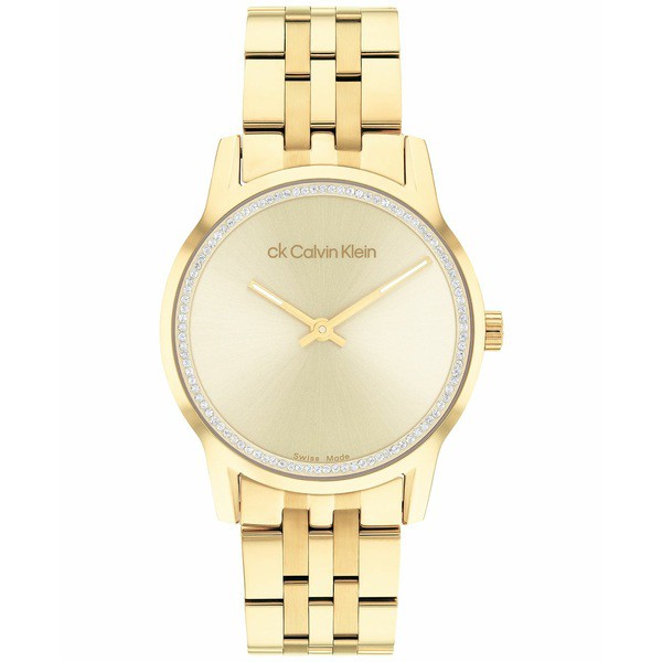 カルバンクライン レディース ワンピース トップス Women's Swiss Dressed Gold-Tone Stainless Steel Bracelet Watch 32mm Gold