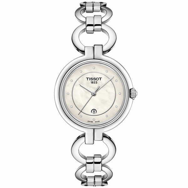 ティソット レディース 腕時計 アクセサリー Women's Swiss T-Lady Flamingo Diamond-Accent Gray Stainless Steel Bracelet Watch 26mm