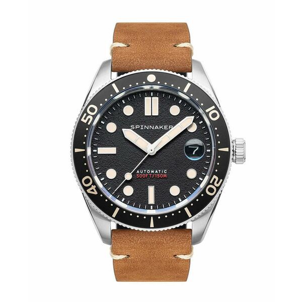 スピ二カー メンズ 腕時計 アクセサリー Men's Croft Mid-Size Automatic Anchor Black with Brown Genuine Leather Strap Watch 40mm An