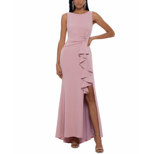 ベッツィ アンド アダム レディース ワンピース トップス Women's Sleeveless Ruffle-Detail Gown Rose Pink