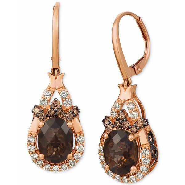 ルヴァン レディース ピアス＆イヤリング アクセサリー Chocolate Quartz (3-1/2 ct. t.w.) & Diamond (1-1/10 ct. t.w.) Teardrop Halo