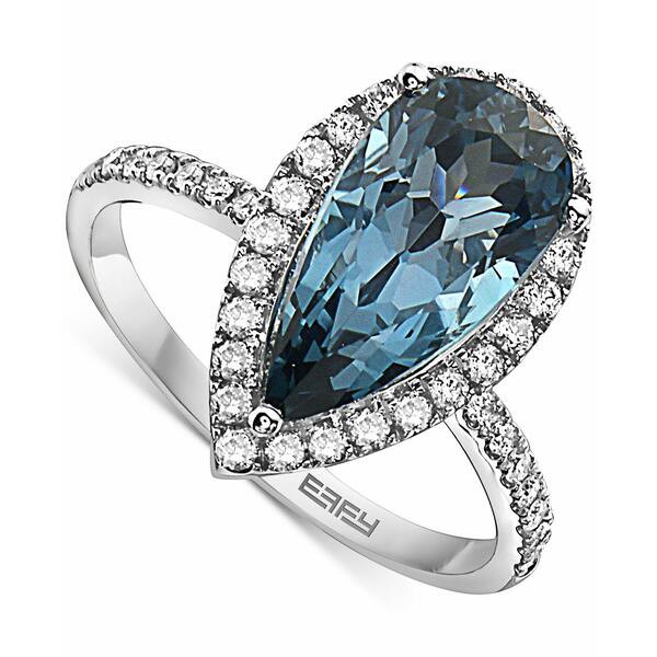 エフィー コレクション レディース リング アクセサリー EFFY® London Blue Topaz (4-1/3 ct. t.w.) & Diamond (3/8 ct. t.w.) Pear