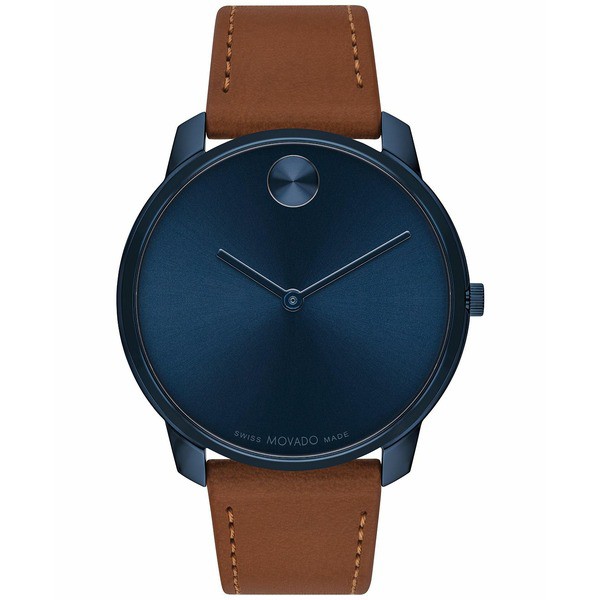 モバド メンズ 腕時計 アクセサリー Men's Swiss Bold Brown Nappa Leather Strap Watch 42mm Blue