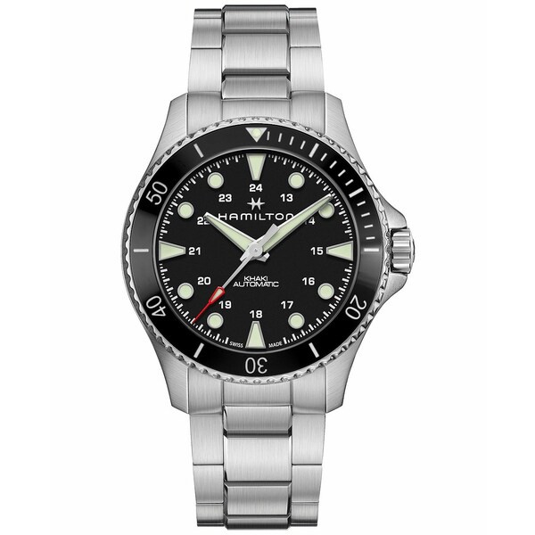 ハミルトン メンズ 腕時計 アクセサリー Men's Swiss Automatic Khaki Navy Scuba Stainless Steel Bracelet Watch 43mm Stainless Steel