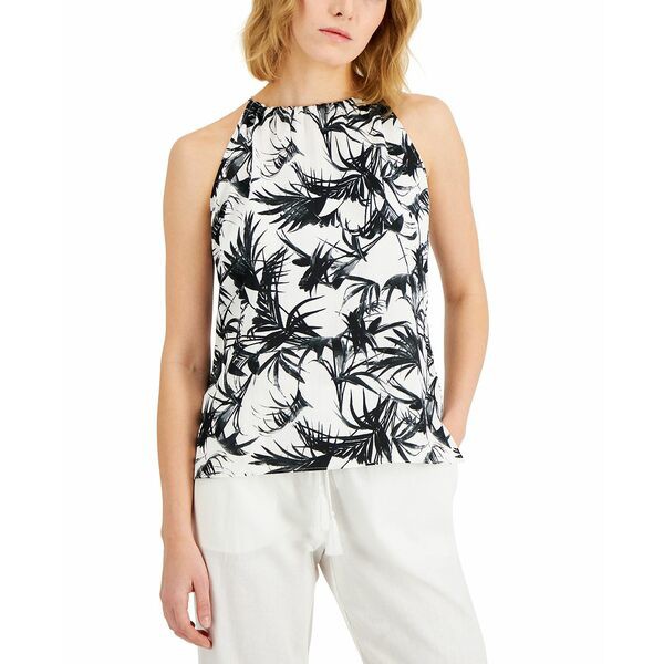 ダナキャラン レディース カットソー トップス Women's Printed Halter Top Palm Combo