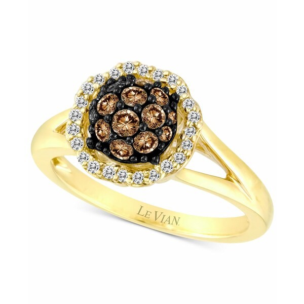 ルヴァン レディース リング アクセサリー Chocolatier® Diamond Halo Cluster Ring (5/8 ct. t.w.) in 14k Gold Yellow Gold