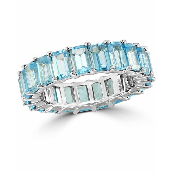 エフィー コレクション レディース リング アクセサリー EFFY® Blue Topaz Emerald-Cut Band (9-1/3 ct. t.w.) in 14k White Gold Bl