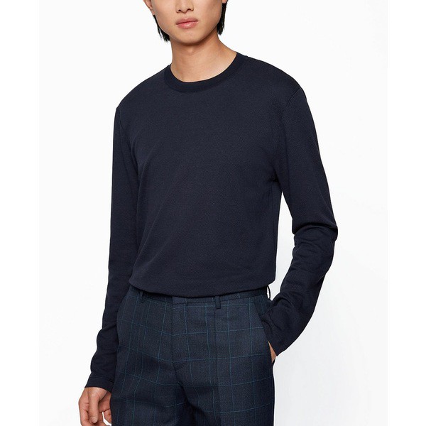 ヒューゴボス メンズ シャツ トップス BOSS Men's Slim-Fit Long-Sleeved Shirt Dark Blue