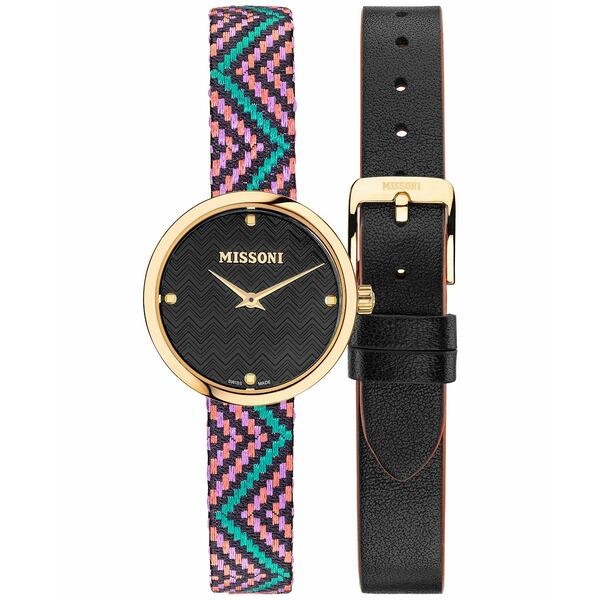 ミッソーニ レディース 腕時計 アクセサリー Women's Swiss M1 Interchangeable Jacquard Silk Fabric & Leather Strap Watch 29mm Set I