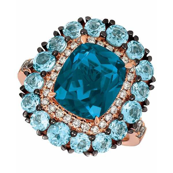 ルヴァン レディース リング アクセサリー Blue Topaz (6-3/8 ct. t.w.) & Nude Diamond (3/8 ct. t.w.) Statement Ring in 14k Rose Gol