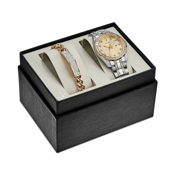 ブロバ メンズ 腕時計 アクセサリー Men's Two-Tone Stainless Steel Bracelet Watch 42mm Gift Set Two Tone