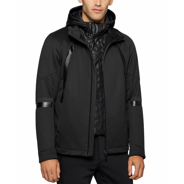 ヒューゴボス メンズ ジャケット＆ブルゾン アウター BOSS Men's Water-Repellent Jacket Black