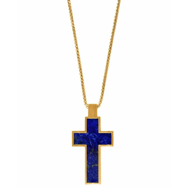 エフィー コレクション メンズ ネックレス・チョーカー アクセサリー EFFY® Men's Lapis Lazuli Cross 22" Pendant Necklace in 14k