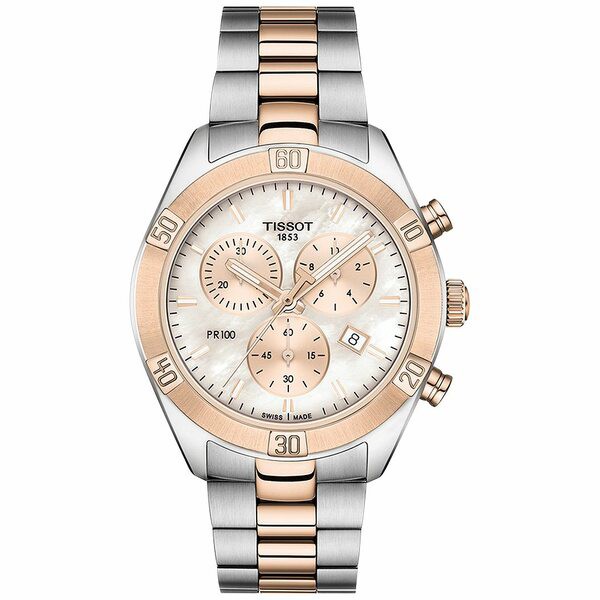 ティソット レディース 腕時計 アクセサリー Women's Swiss Chronograph T-Classic PR 100 Two-Tone PVD Stainless Steel Bracelet Watch