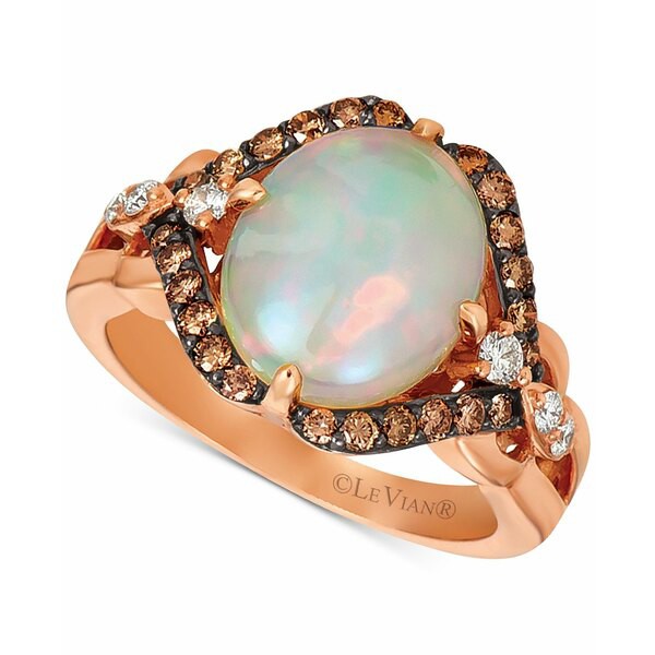 ルヴァン レディース リング アクセサリー Neopolitan Opal (2-1/5 ct. t.w.) & Diamond (1/5 ct. t.w.) Halo Ring in 14k Rose Gold Neo