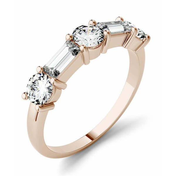 チャールズ アンド コルバード レディース リング アクセサリー Moissanite Round and Baguette Stackable Ring (1-1/6 ct. tw. Diamond