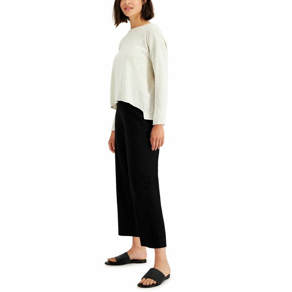 エイリーンフィッシャー レディース カットソー トップス Women's Organic Linen & Cotton Drop-Hem Top Bone