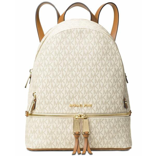 マイケルコース レディース バックパック・リュックサック バッグ Signature Rhea Zip Medium Backpack Vanilla/Gold