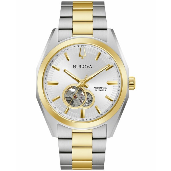 ブロバ メンズ 腕時計 アクセサリー Men's Automatic Surveyor Gold-Tone Stainless Steel Bracelet Watch 42mm Two-tone