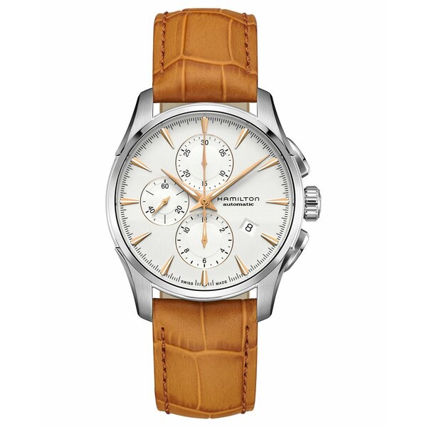 ハミルトン メンズ 腕時計 アクセサリー Men's Swiss Automatic Chronograph Jazzmaster Brown Leather Strap Watch 42mm Brown