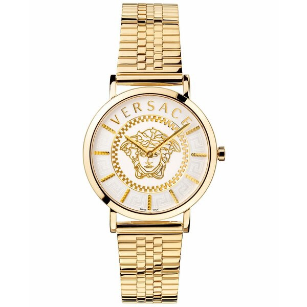 ヴェルサーチ レディース 腕時計 アクセサリー Women's Swiss V-Essential Gold Ion Plated Stainless Steel Bracelet Watch 36mm Ip Yel