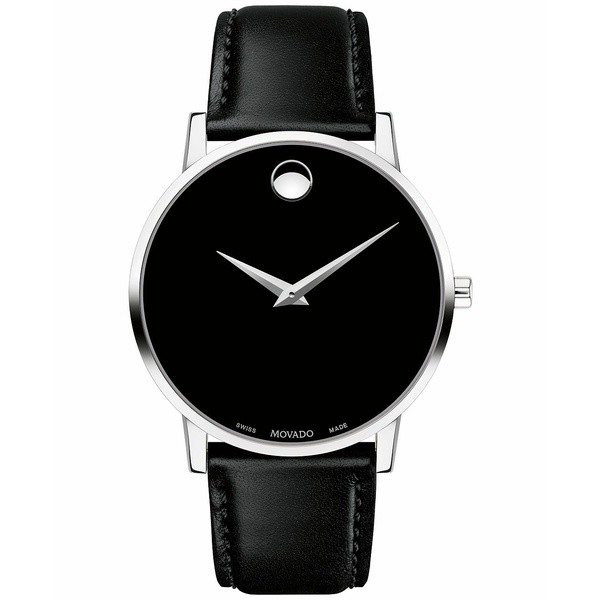 モバド メンズ 腕時計 アクセサリー Men's Swiss Museum Classic Black Leather Strap Watch 40mm Black/Silver Black