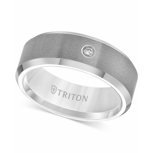 トライトン メンズ リング アクセサリー Men's Tungsten Carbide Ring, Single Diamond Accent Wedding Band Tungsten