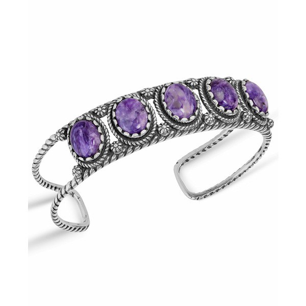 アメリカンウェスト レディース ブレスレット・バングル・アンクレット アクセサリー Purple Charoite Gemstone Cuff Bracelet in Sterli