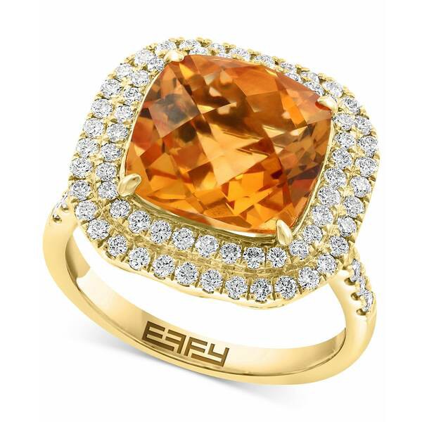 エフィー コレクション レディース リング アクセサリー EFFY® Citrine (5-1/3 ct. t.w.) & Diamond (3/4 ct. t.w.) Halo Ring in 14