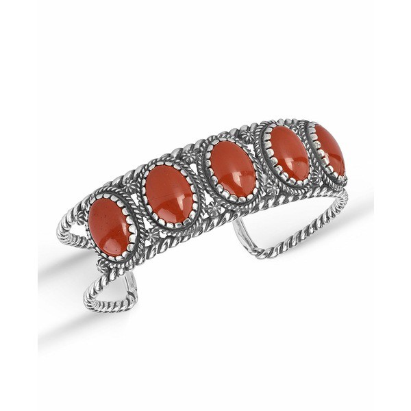 アメリカンウェスト レディース ブレスレット・バングル・アンクレット アクセサリー Jasper Gemstone 5-Stone Cuff Bracelet, Sterling