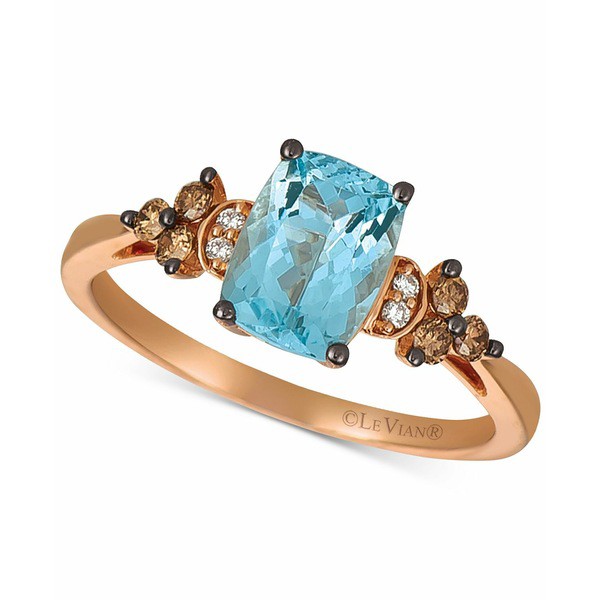 ルヴァン レディース リング アクセサリー Gemstone & Diamond Ring in 14k Rose Gold or 14k Yellow Gold Aquamarine/Rose Gold