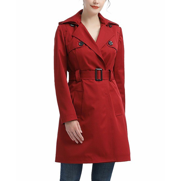 キミ アンド カイ レディース ジャケット＆ブルゾン アウター Women's Angie Water Resistant Hooded Trench Coat Red