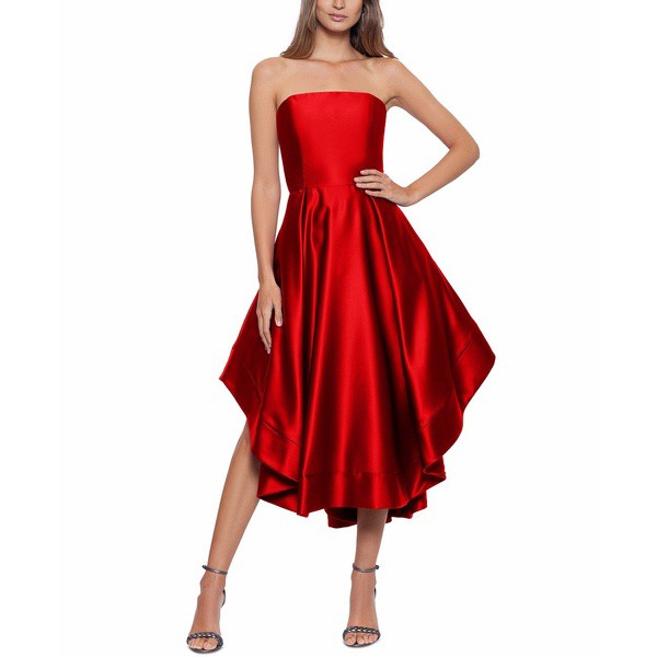 ベッツィ アンド アダム レディース ワンピース トップス Strapless High-Low-Hem Gown Red