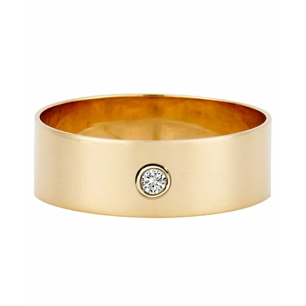 サラクロエ レディース リング アクセサリー 14K Gold over Sterling Silver Ring Band with Bezel Set Diamond 14K Gold Plated