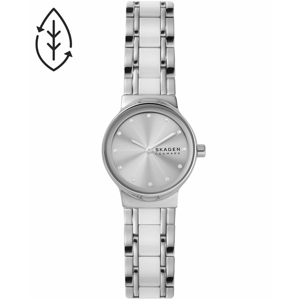 スカーゲン レディース 腕時計 アクセサリー Women's Freja Silver-Tone Stainless Steel and Ceramic Bracelet Watch, 26mm Silver-Tone