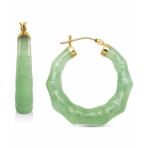 ベル ドゥ メール レディース ピアス＆イヤリング アクセサリー Jade Bamboo Shaped Small Hoop Earrings in 14k Gold, 1" Gold