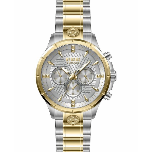 ヴェルサス ヴェルサーチ メンズ 腕時計 アクセサリー Versus by Versace Men's Chrono Lion Modern Round Gold-tone/Silver-tone Stainl