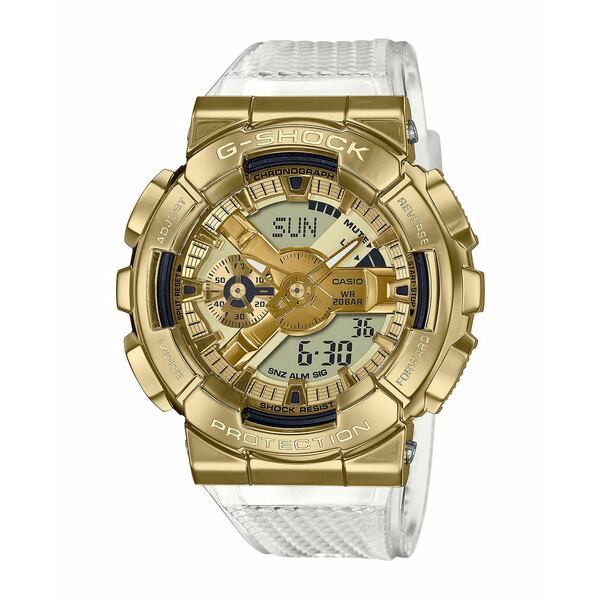 ジーショック メンズ 腕時計 アクセサリー Men's Analog-Digital Clear Resin Strap Watch 49mm Clear, Gold-Tone